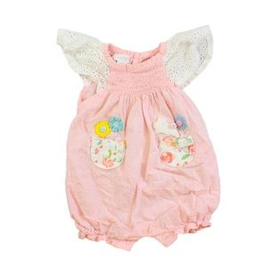 EUC Mud Pie Smocked Easter Romper 9-12m
